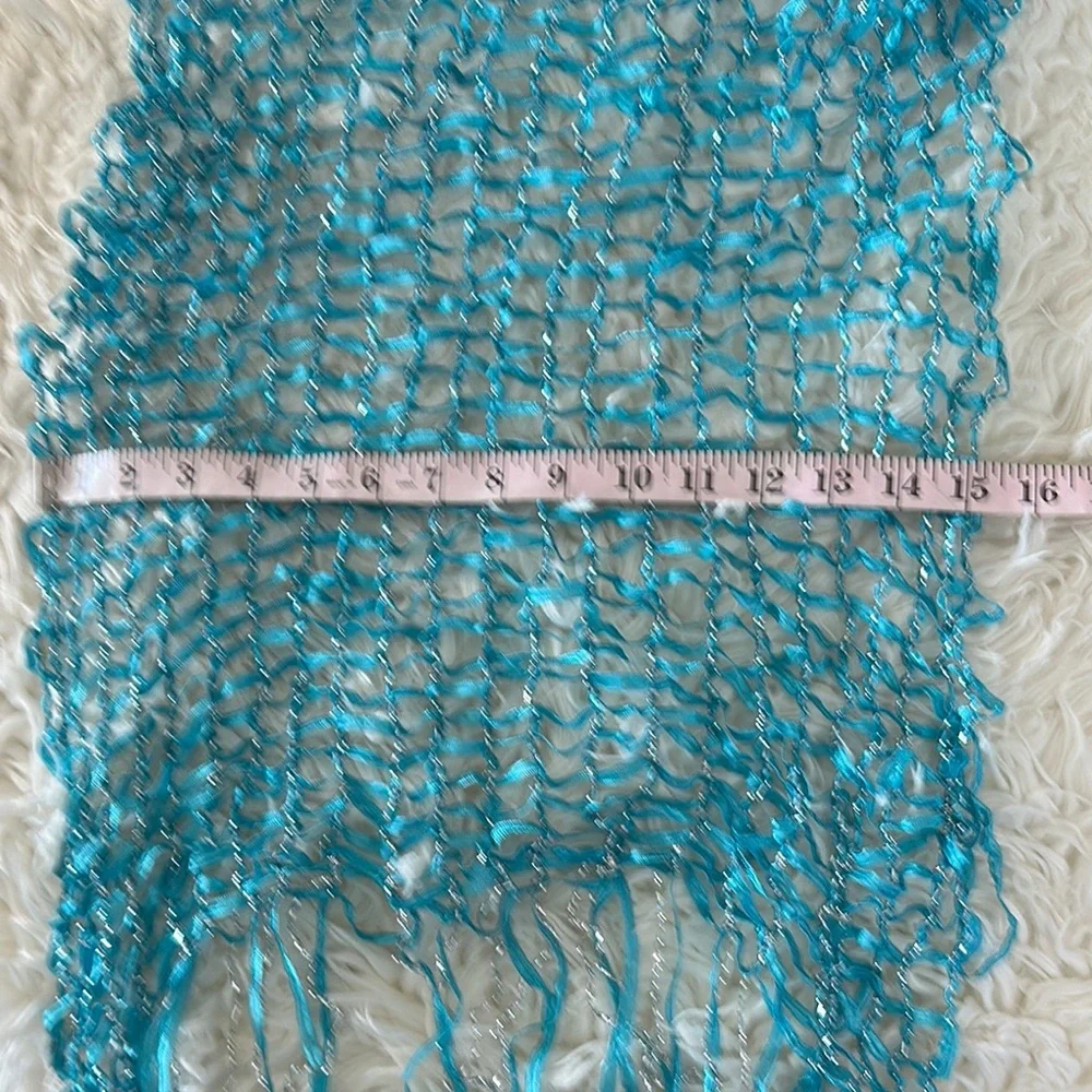 NWT Elegant Blue & Silver Women's Fringe Scarf 🧣